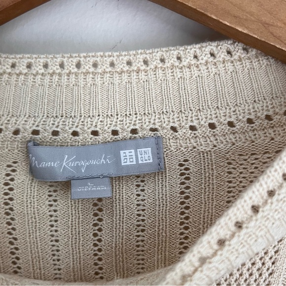Uniqlo x Mame kurogouchi 3D Knit Mesh Half Sleeve Sweater Cream - Picture 6 of 9